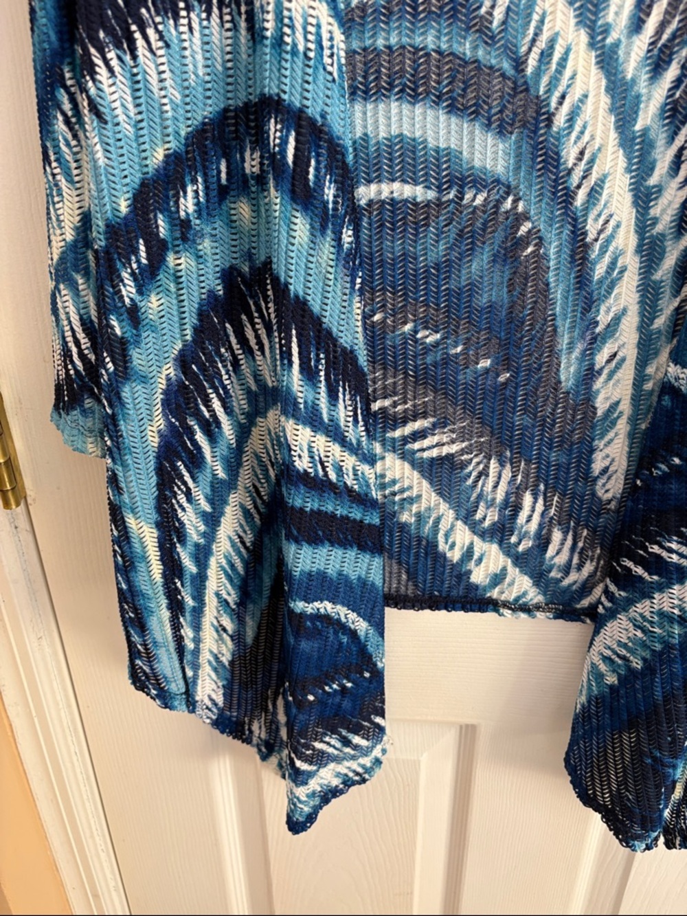 Chico's Easywear Blue & White Open-Front Knit Cardigan NWT size 1 (medium) - Picture 7 of 8